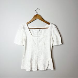 Anthropologie Meadow Rue White Textured Top